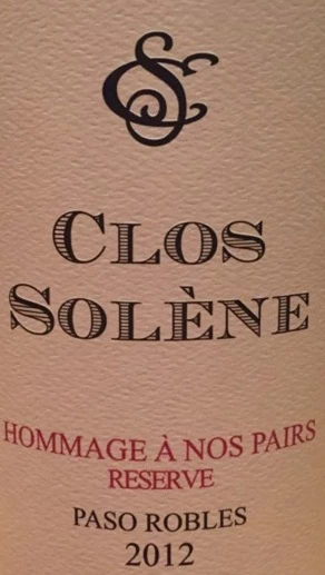 2012 Hommage A Nos Pairs Clos Solene 75cl 1 2012 Hommage A Nos Pairs Clos Solene 75cl